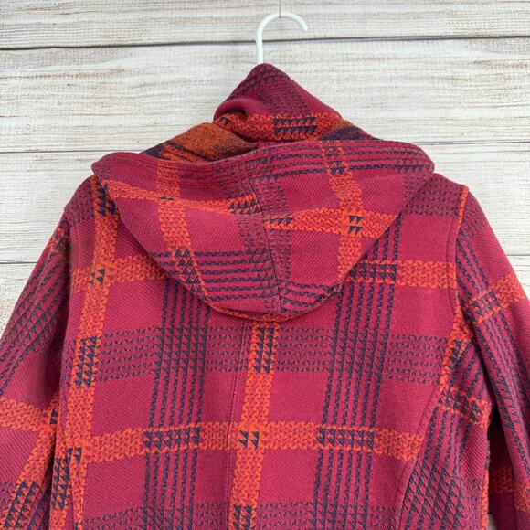 Hurley Quilt Lined Geometric Print Hooded Jacket Womens Small Red Orange Black - Picture 4 of 13